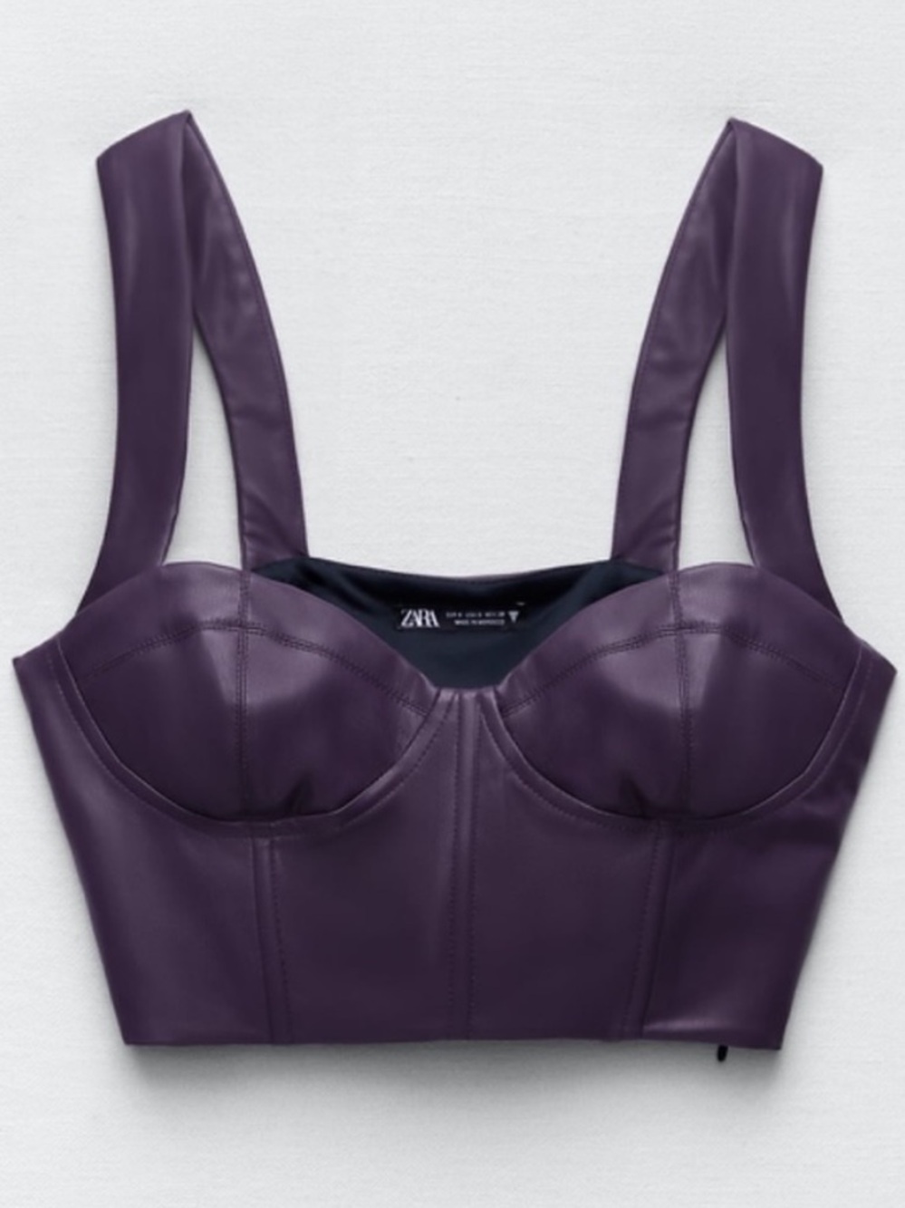 NWOT Zara Faux Leather Corset / Bra Top Plum Size Medium